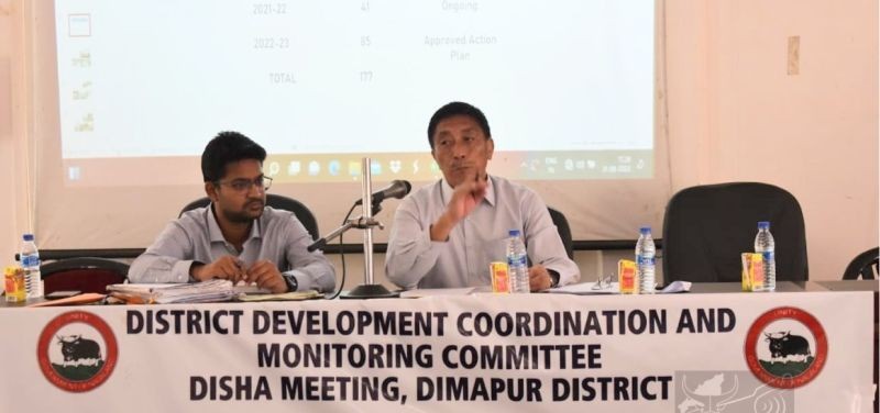 MP (Lok Sabha), Tokheho Yepthomi addressing the DISHA and Monitoring Committee meeting at the Conference Hall, Commissioner of Taxes, Dimapur on August 31. (DIPR Photo)